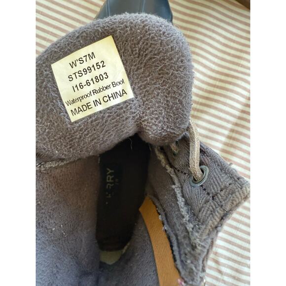 Sperry Women's Saltwater Duck Boots Size 7 Brown Olive Waterproof - Picture 4 of 6